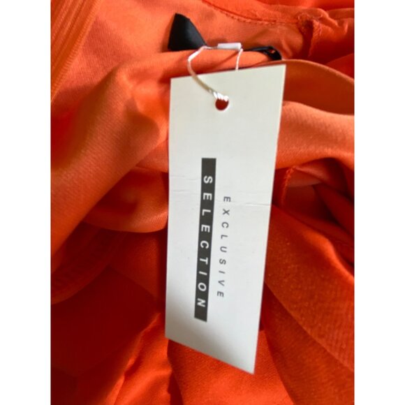 Orange Ruffle Dress XL Sexy Retro Pinup Stretch Classic Glamour Feminine Party - Picture 8 of 8